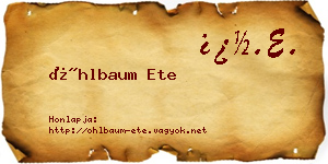 Öhlbaum Ete névjegykártya
